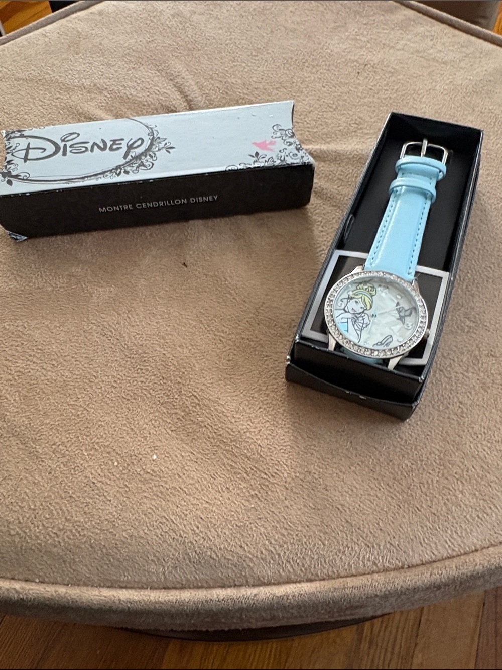 Disney Cinderella Light Blue Strap Watch with Crystal Bezel